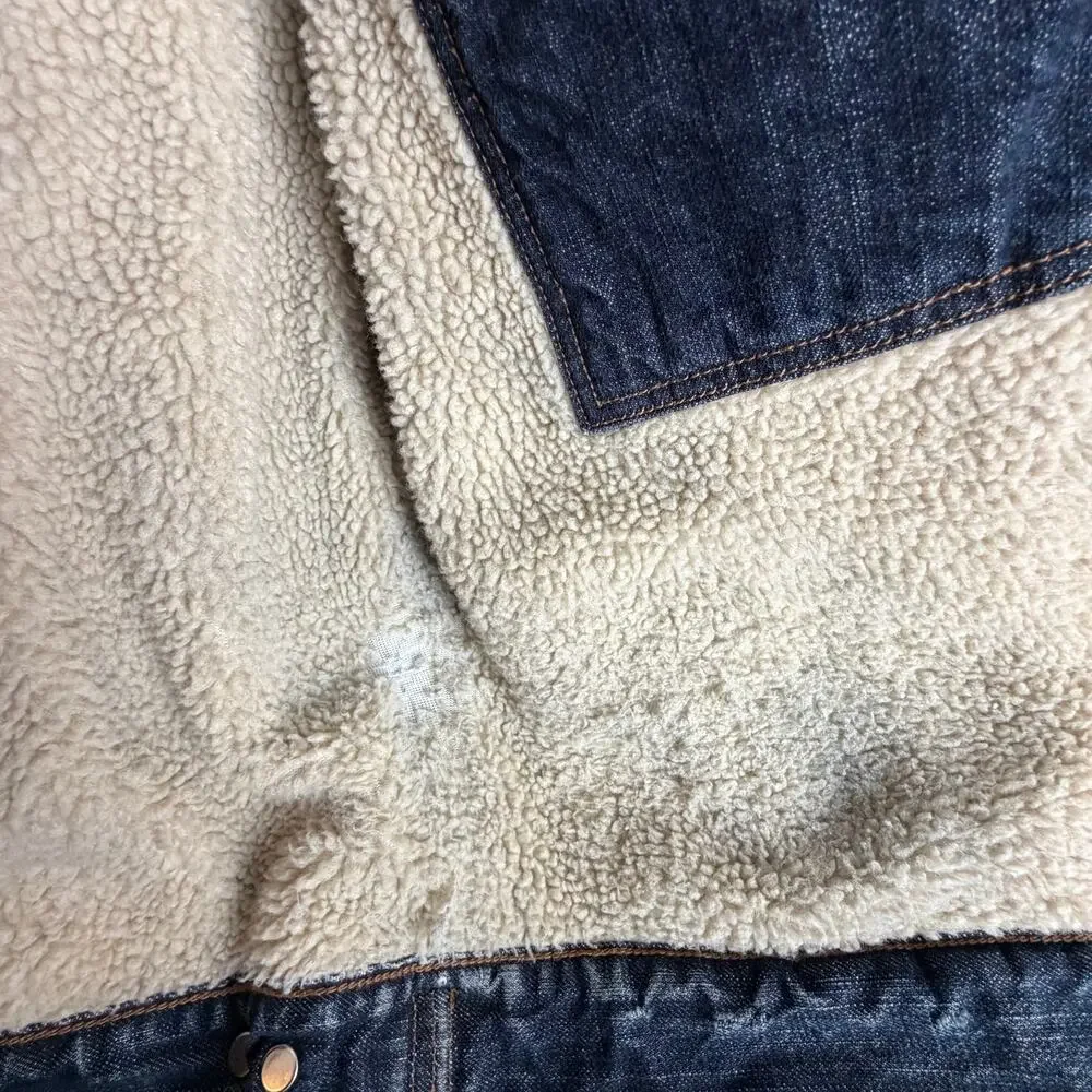 Levis 70520 sherpa lined jean denim jacket‎ trucker Men's size L Large Read